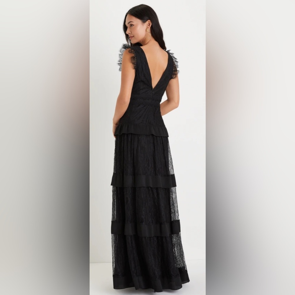 Lulus Marvelous Darling Black Lace Ruffled Tiered Maxi Dress - Picture 2 of 13